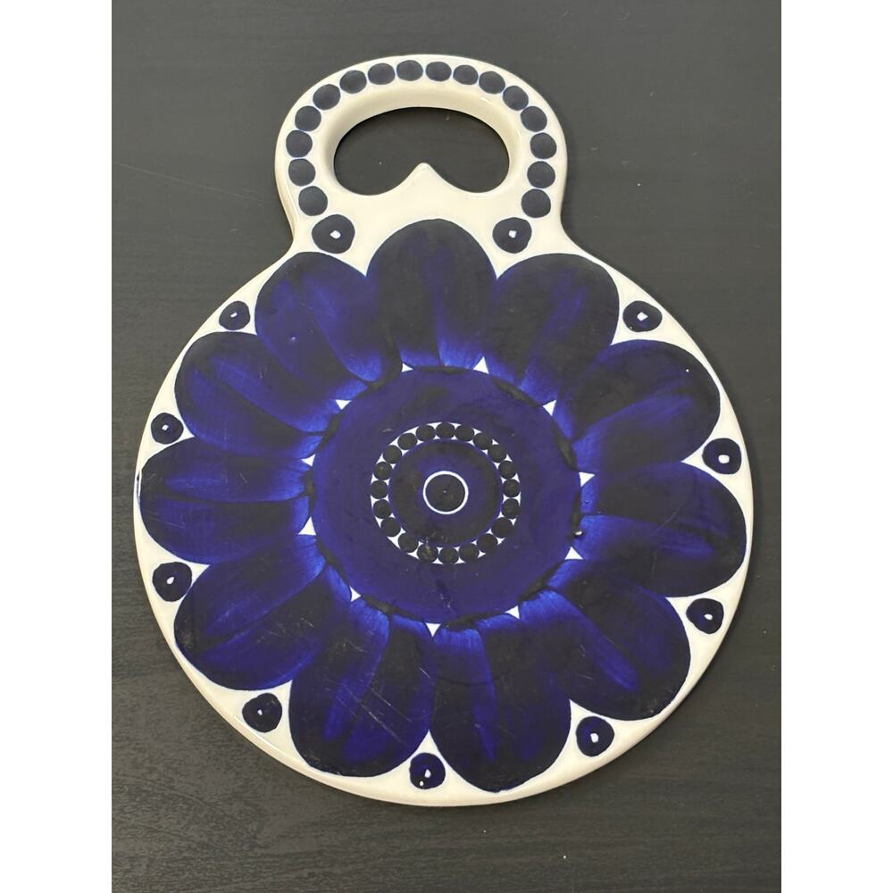 Vintage Arabia Finland Valencia Ulla Procope Trivet Cheese Board Blue White